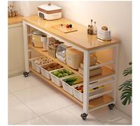 Îlot de Cuisine, Armoire de Rangement à étagères Ouvertes, armoires de Buffet, Buffet, Table d'îlot sur roulettes for la préparation des Repas(Brown,120x30cm/47.24x11.81in)