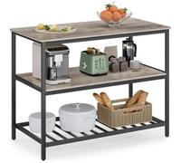 Îlot de Cuisine avec Grand Plan de Travail - VASAGLE - 60 x 120 x 90 cm - Grège et Noir