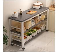 Îlot de Cuisine avec Rangement, armoires Buffet, Buffet, étagères Ouvertes avec roulettes pivotantes, Table de Travail de Cuisine, for Restaurant, Entreprise, entrepôt(Gray,60x25cm/23.62x9.84in)