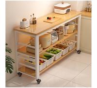 Îlot de Cuisine avec Rangement, armoires Buffet, Buffet, étagères Ouvertes avec roulettes pivotantes, Table de Travail de Cuisine, for Restaurant, Entreprise, entrepôt(Brown,100x25cm/39.37x9.84in)