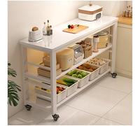 Îlot de Cuisine avec Rangement, armoires Buffet, Buffet, étagères Ouvertes avec roulettes pivotantes, Table de Travail de Cuisine, for Restaurant, Entreprise, entrepôt(White,90x25cm/35.43x9.84in)