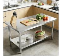 Îlot de Cuisine avec Rangement, Table en Acier Inoxydable, Table de Travail de préparation for Cuisine de Restaurant, Maison et hôtel, armoires/Buffet(Option A,70x50cm/27.56x19.69in)