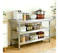 Îlot de Cuisine avec Rangement, Table en Acier Inoxydable, Table de Travail de préparation for Cuisine de Restaurant, Maison et hôtel, armoires/Buffet(Option B,90x60cm/35.43x23.62in)