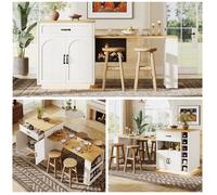 Îlot de cuisine avec table extensible - 80x70x95,5 cm - Table extensible 61-113 cm - Grand volume de stockage