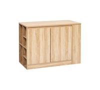 PEGANE Ilot de Cuisine Central Meuble de Rangement 2 Portes et 6 niches - Longueur 120 x Largeur 60 x Hauteur 90 cm