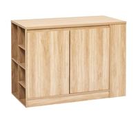Ilot de cuisine central meuble de rangement 2 portes et 6 niches - Longueur 120 x largeur 60 x Hauteur 90 cm