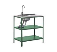 Îlot de Cuisine d'Extérieur avec Évier en Acier Inoxydable 80 x 50 x 92 cm Vert