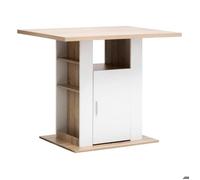 Ilot de cuisine effet bois naturel blanc 90x110cm - 5 five simply smart