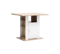 - Ilot de cuisine effet bois naturel - Blanc et beige