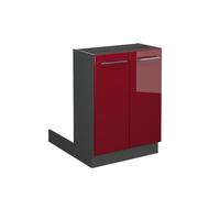 Îlot de cuisine Fame-Line, 60cm sans PT, Rouge bordeaux Haute brillance/Anthracite, Vicco 38592