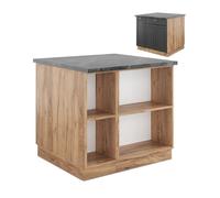 Vicco Îlot de Cuisine Fame-Line, Anthracite Campagne/Chêne doré, 90 cm avec tiroir, sans Plan de Travail