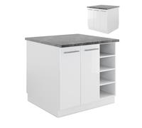 Vicco Îlot de Cuisine Fame-Line, Blanc Brillant/Blanc, 90cm sans PT