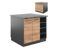 Îlot de cuisine Fame-Line, 90cm sans PT, Chêne de force doré/Anthracite, Vicco 38732