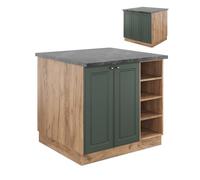 Vicco Îlot de Cuisine Fame-Line, Chêne Vert et Or/chêne doré, 90 cm sans Plan de Travail