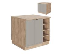 Îlot de cuisine Fame-Line, 90cm sans PT, GrisBeige, Chêne de force doré, Vicco