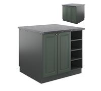 Îlot de cuisine Fame-Line, 90cm sans PT, Vert et or campagne/anthracite, Anthracite, Vicco