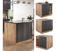 Vicco Îlot de Cuisine Fame-Line, Chêne Anthracite-Or/Force de l'or, 90cm