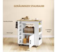 Îlot de Cuisine HOMCOM en Bois Avec Rangement Cave à Vin Surface Solide Soft-Close 83x40x83cm Idéal Bureau et Cuisine