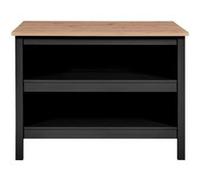 Inter Link - Ilot de Cuisine - Ilot Central - Plan de Travail - Armoire de Cuisine avec étagères - Mélaminé - Longueur 124cm - Hauteur 82 cm - Profondeur 75 cm - Helina Noir/Artisan