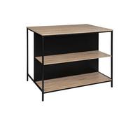 Ilot de Cuisine Design "Aliaj" 115cm Naturel & Noir