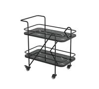 Îlot de Cuisine Mobile Chariot de Bar Noir Moderne, Chariot Service Cuisine à 2 Niveaux avec Roues, Boissons Mobile, vin for la Maison, Salle Manger, fête(Petit)