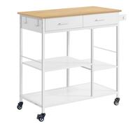 Îlot de Cuisine Mobile - VASAGLE - 45x98,7x90 cm - Beige Chêne et Blanc Mat