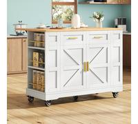 Îlot de cuisine moderne avec plateau de table réglable, table à manger multifonctionnelle avec rangement, 120x40/65x90 cm,Blanc