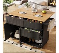 Îlot de Cuisine Moderne, Meuble de Cuisine, Buffet, Meuble-Restaurant avec Finition Imitation Bois, Buffet, Table à Manger multifonctionnelle avec Rangement, Restaurant Extensible, Noir