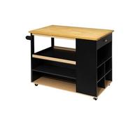 5five Îlot de cuisine Beige G noir et naturel à roulettes