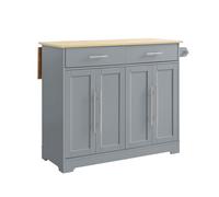 Îlot de cuisine pliable - SOBUY - Gris - 4 portes - 2 tiroirs - Plan de travail extensible pliable - 107×69×91 cm