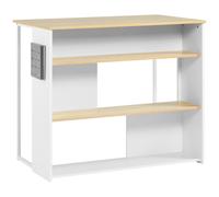 Ilot De Cuisine Table De Bar - 3 Étagères, Porte-Couteaux Acier Inox