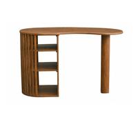 Ilot - table de bar avec rangements en bois foncé manguier massif H90 cm LOBIO
