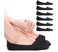 ILovDaisy Chaussettes invisibles pour femme, chaussettes basses invisibles et antidérapantes en nylon dissimulées pour femme, Noir , 3-5