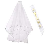 iLoveCos Bride to Be Ceinture en Satin et Voile de Mariage avec Peigne pour Douche Nuptiale Hen Accessoires Décorations de fêtes de Soirée 2 Pièces