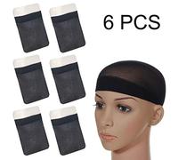 Lot de 6 bonnets de perruque en nylon, filet élastique pour perruque, bonnet de perruque, bonnet de perruque, bonnet neutre, filet élastique pour femmes et hommes, noir