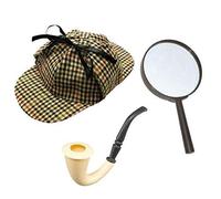 ILOVEFANCYDRESS Déguisement du célèbre détéctive Anglais avec sa casquette + la loupe et la pipe.
