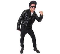 ILOVEFANCYDRESS - Déguisement rock'n roll années 60 - Veste aspect cuir + perruque noire + lunettes de soleil - XXL