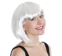 Ilovefancydress Perruque courte pour adulte Style années 20 Cosplay Blanc