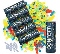 ILP Lot de 6 lance-confettis sans craquement - Plaisir de fête coloré avec confettis par mouvement de lancer - Party Popper comme décoration de fête pour anniversaires, Silverster, carnaval et