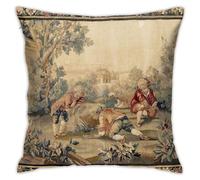 ILPIZZINO Aubusson Housse de coussin carrée en velours avec imprimé tapisserie française antique 45,7 x 45,7 cm