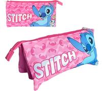 ILS I LOVE SHOPPING Étui à crayons triple sac scolaire et maternelle pour enfants et adolescents 22 x 12 cm STITCH