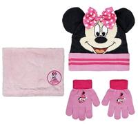 ILS I LOVE SHOPPING Lot de 3 pièces avec chapeau d'hiver, cache-cou écharpe et gants pour enfants, taille unique, doux et chaud, Pour Minnie Mouse, taille unique