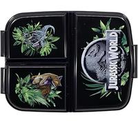 ILS I LOVE SHOPPING Porte-collation scolaire avec 3 compartiments porte-goûter en plastique pour enfants, salle à manger, boîte de lancement, sans BPA pour JURASSIC WORLD