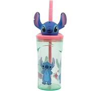 ILS I LOVE SHOPPING Verre 360 ml avec Paille et Personnage 3D pour Enfants Sans BPA (pour STITCH)