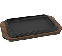 ILSA Assiette de service en fonte, plateau en bois, 30x22 cm