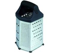 Ilsa Râpe Universelle En Acier Inoxydable À 6 Faces Et Poignée En Plastique Noir