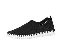 Ilse Jacobsen HORNBÆK | Flache Damen-Schuhe | Slip-on Sneaker mit Recyceltem Mikrofaser-Material und Rutschfester Natur-Gummisohle | Tulip3275 | Leicht Atmungsaktiv Umweltfreundlich | Schwarz | 36