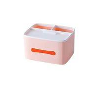 ILU Organiseur de table multifonction avec distributeur de mouchoirs - Boîte de rangement de bureau avec compartiments pour papeterie, accessoires et essentiels | Lot de 1 | Rose