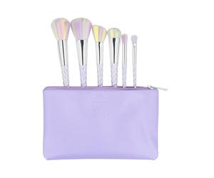 Ilu - Set de Pinceaux Maquillage Licorne 6 Pinceaux Doux Couleurs Pastel Avec Pochette Cuir Vegan Outils de Beauté Pour Contouring Blush et Smoky Eye Pinceaux de Qualité pour le Visage et les Yeux