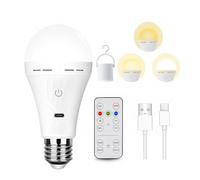 Ilumos Ampoule de secours LED E27 USB C, rechargeable, 3 couleurs, télécommande variable(1Pack)